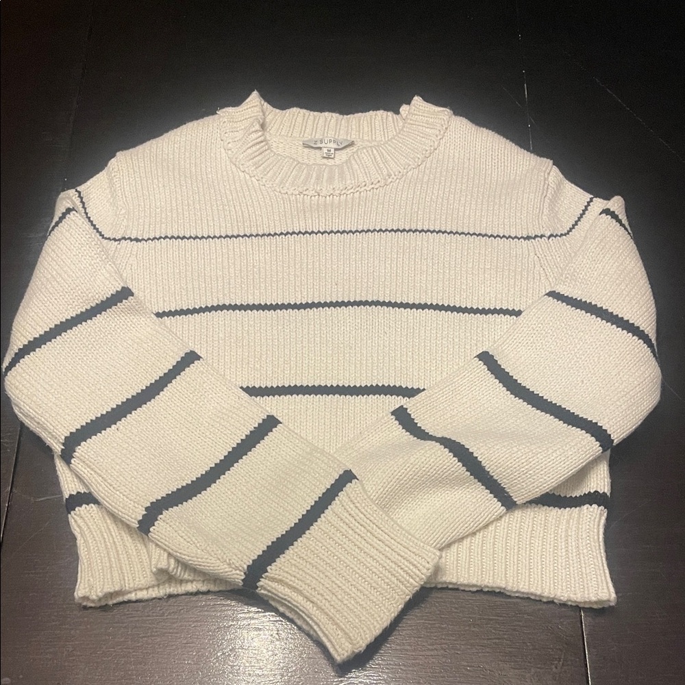 Z Supply Cream and Black Striped Sweater